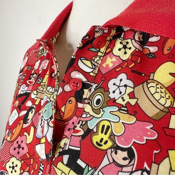 Paul Frank Asian Inspired Short Sleeve Polo Mini Dress with Side Slits Size M - Picture 3 of 7